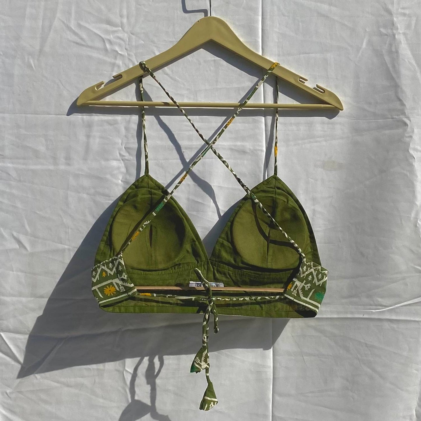 Green Patola Removable Pads Bra - KJ10263