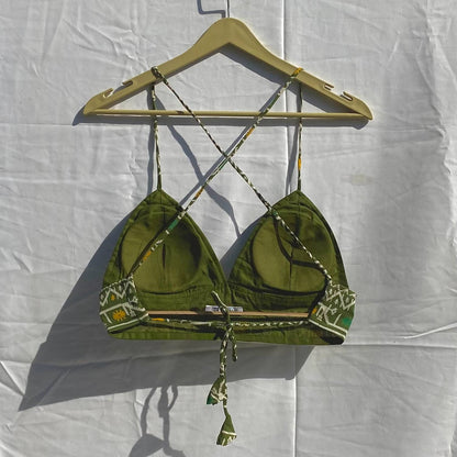 Green Patola Removable Pads Bra - KJ10263