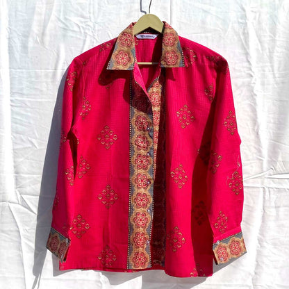 Pink Traditional Women Shirt - KJ10254