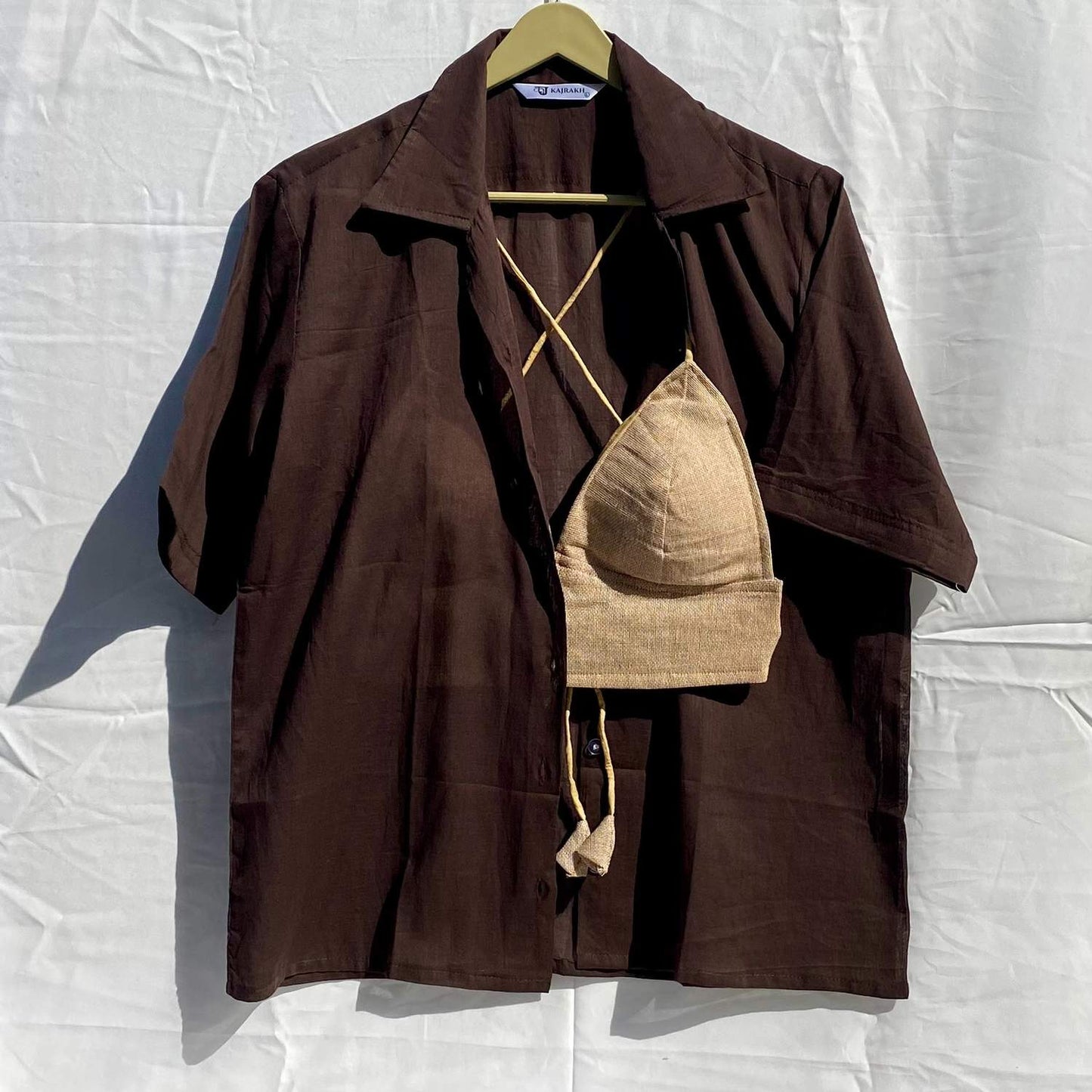 Brown Mul Shirt and Jute Bra Combo - KJ10280